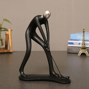 Golfer Black Statue Table Centerpiece, 9" Home Office Decoration
