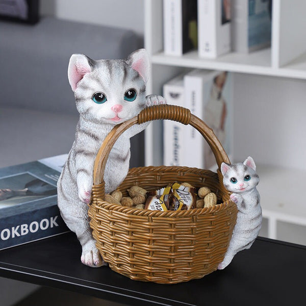 Cute Cat Storage Basket Gift for Animal Lovers Pot and Planters Patio Decor by Accent Collection