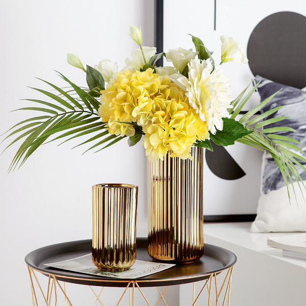 Pair of Gold Luxury Ceramic Vase For Home Decor or Gifts