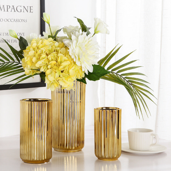 Pair of Gold Luxury Ceramic Vase For Home Decor or Gifts