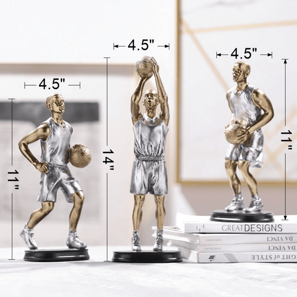 Set of 3, Basket Ball Player Statues for Home Décor