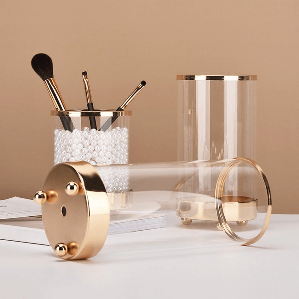 Set of 3 Glass Copper Base Cylinder Vases for Home Décor