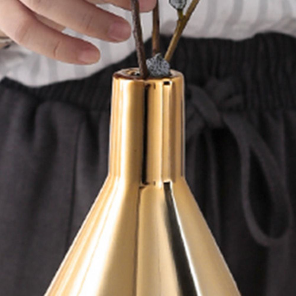 Set of 3 Golden Ceramic Bottle Vases